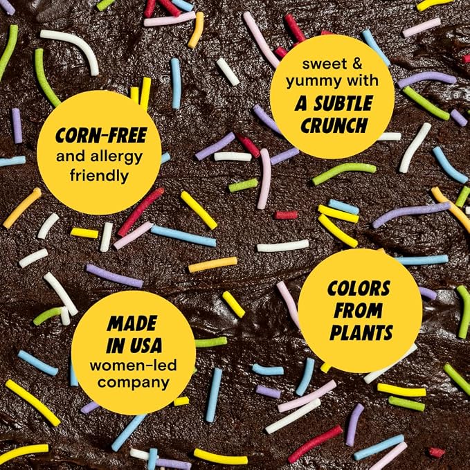 Rainbow Crunchies Natural Sprinkles by Supernatural, Made in USA, No Artificial Dyes, Soy Free, Gluten Free, Vegan, 3oz