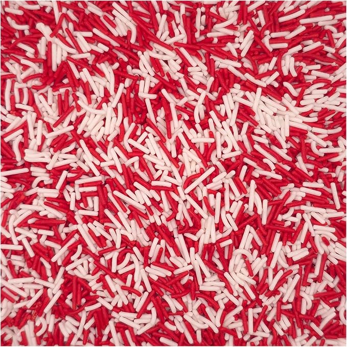 NCS Red & White Jimmies Edible Sprinkles – Cupcake, Cake & Cookie Decorations, 7 oz