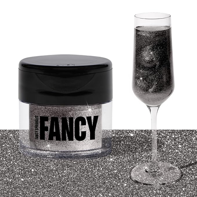 Fancy Sprinkles Onyx Black Edible Glitter | Luster Dust for Drinks, Cocktails & Cake Decorating | Vegan, Gluten Free, Non-GMO | Made in USA | 4gm