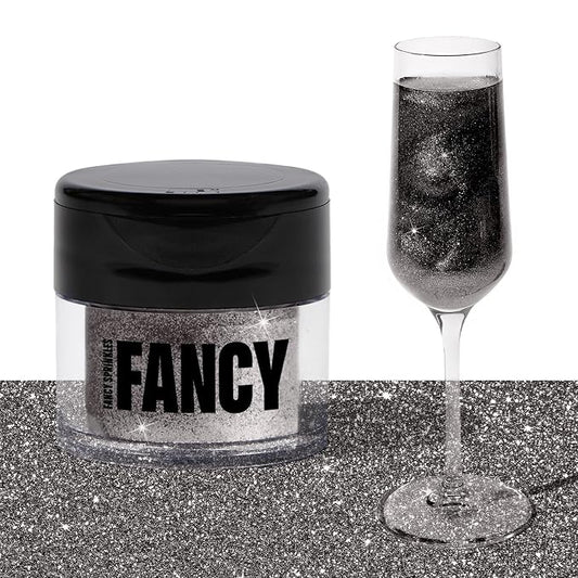Fancy Sprinkles Onyx Black Edible Glitter | Luster Dust for Drinks, Cocktails & Cake Decorating | Vegan, Gluten Free, Non-GMO | Made in USA | 4gm