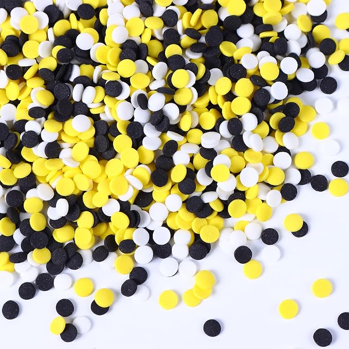 Edible White, Black and Yellow Sprinkles, Confetti Sprinkles, Round Sprinkle for Cake, Macaron, Cupcakes, Cookies, Ice Cream, and Candy(120g/4.23oz)