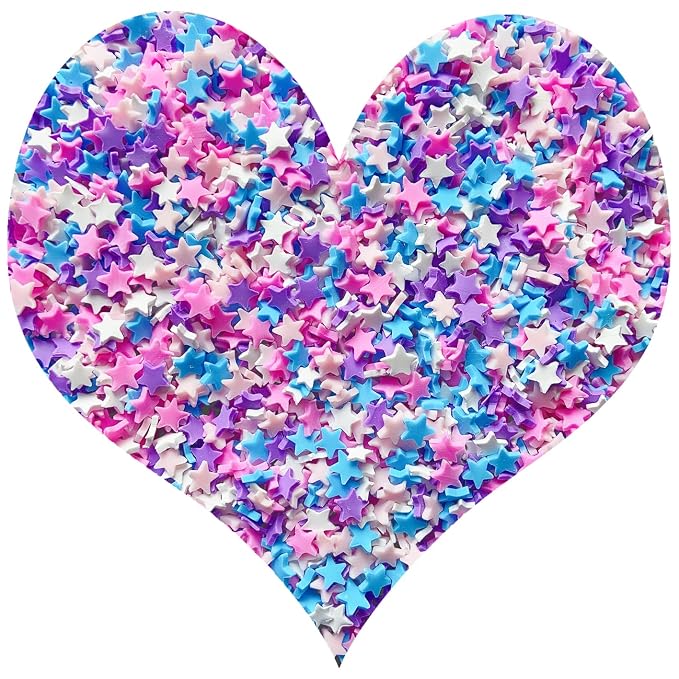 EHOPE 50g Fake Sprinkles Resin Sprinkles Fake Candy Sprinkles Clay Sprinkles Polymer Sprinkles Polymer Clay Slices for Nail Art DIY Crafts Cake Phone Case(Purple Pentagram Slices-01)