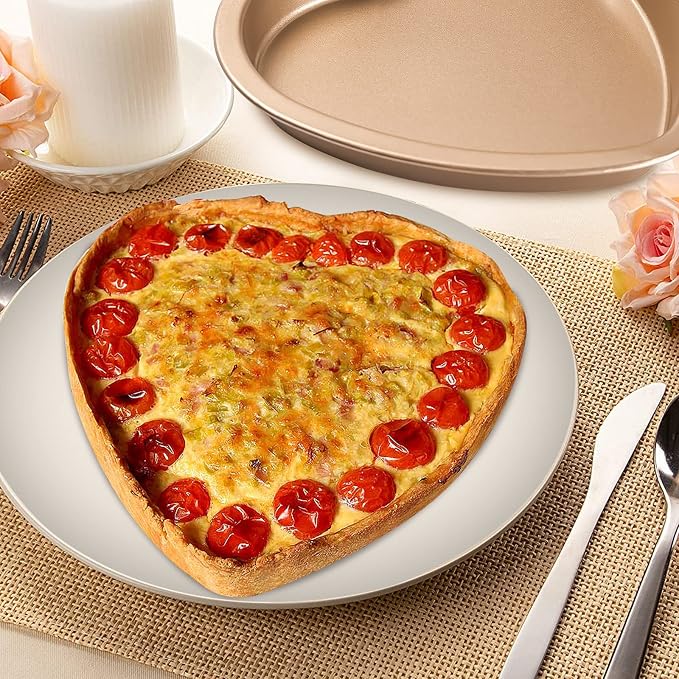 Yomvzake Heart Shaped Cake Pan, 8 Inch Heart Shollow Baking Sheet Cake Tray for Valentine's Day Cake Cookie Baking