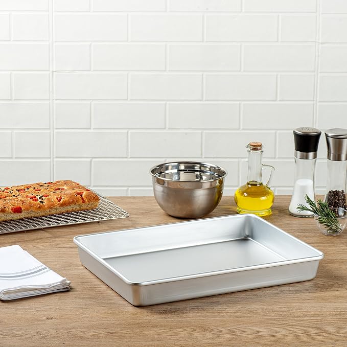 Restaurantware-Met Lux 15 x 12 x 2 Inch Straight-Sided Baking Tin, 1 Rectangular Cake Pan - Oven-Ready, Freezable, Anodized Aluminum Baking Sheet Cake Pan, Greaseproof, For Birthday