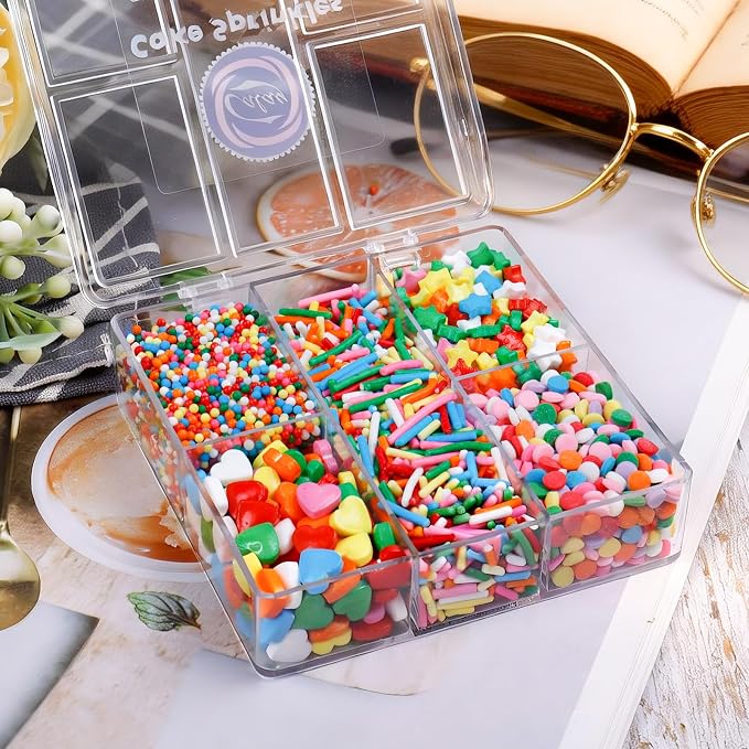 Dot Sprinkles for Cake Decorating, 4.8oz Rainbow Sugar Sprinkles with Nonpareils Jimmies Stars Hearts and Confetti for Cake Cupcake Cookie Baking Dessert Donuts Topping
