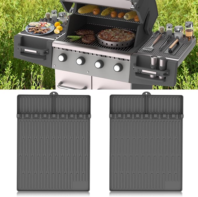Silicone Griddle Tools Mat for Blackstone - Large Silicone Spatula Mat with Drip Pad - Griddle Mats BBQ Grill Accessories - Blackstone Griddles Accessories, Gifts for Men(Gray)