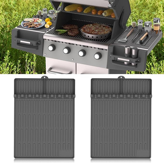 Silicone Griddle Tools Mat for Blackstone - Large Silicone Spatula Mat with Drip Pad - Griddle Mats BBQ Grill Accessories - Blackstone Griddles Accessories, Gifts for Men(Gray)