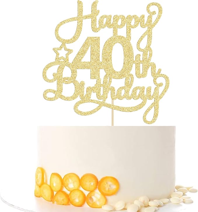 1 Pack Happy 40th Birthday Cake Topper Gold Glitter 40 & Fabulous Cheers to 40 Years Old 40th Birthday Cake Pick for Celebrating 40th Birthday Anniversary Party Cake Decorations Supplies