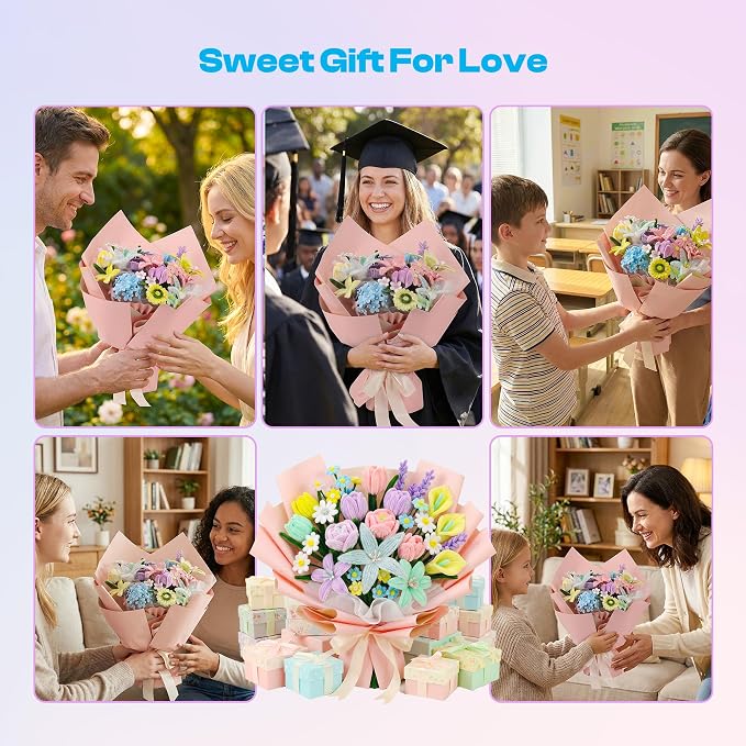 Caydo 700 Pieces Pipe Cleaner Flower Kit with Bouquet Making Accessories, Macaron Colorful Craft Chenille Stems Bulk for Flowers Making and Home Decor