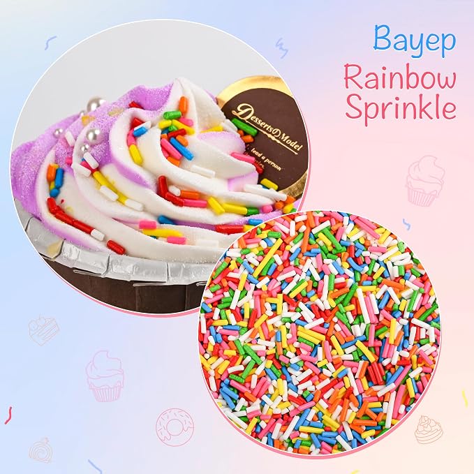 Bayep Jimmies Sprinkles for Cake Decorating Rainbow Sprinkles for Ice Cream, Cookies, Baking, Cupcake Topper Colorful Sugar Perfect for Birthday Party Christmas Holiday Supplies 3.52 Ounce