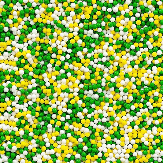 Green Nonpareils Sprinkles - White Green Sprinkles for Cake Decorating, 2mm Edible Pearl Sprinkles for Baking, Cookies, Donuts, Ice Cream, Soccer Cake Cupcake Topper 130g/4.58oz, Soccer Sprinkles