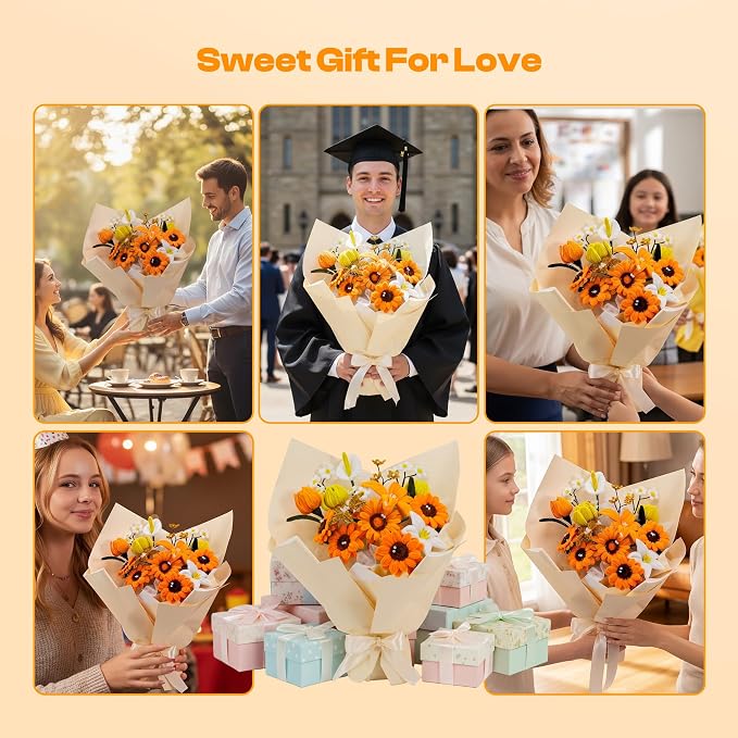 Caydo 700PCS Pipe Cleaners Flower Kit, Yellow Chenille Stems Bulk with Floral Wires, Ribbons, Tapes, Stamens, Glue Sticks for Making Craft Pipe Cleaner Bouquets