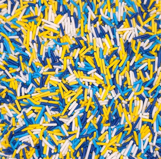 NCS Los Angeles Game Day Dark Blue, Blue, Yellow & White Jimmies Edible Sprinkles – Cupcake, Cake & Cookie Decorations, 7 oz