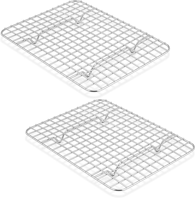 TeamFar Small Cooling Racks, 2-Piece Stainless Steel 9.75’’ x 7.5’’ Heavy Duty Grid Wire Rack for Baking Roasting Broiling Drying, Fits Small Toaster Oven, Non-Toxic & Heavy Duty, Dishwasher Safe