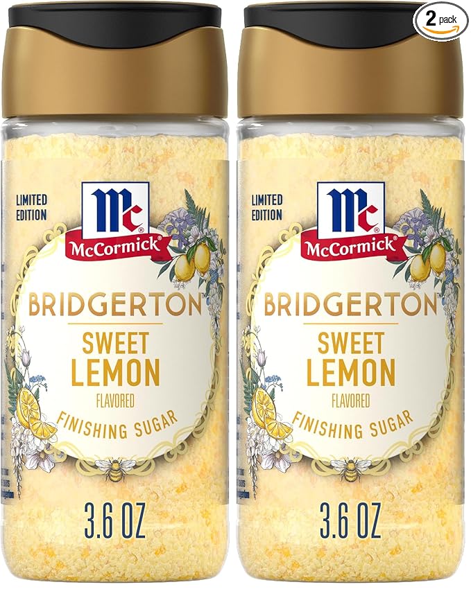 McCormick Bridgerton Finishing Sugar, Sweet Lemon, Limited Edition, Exquisite Lemon Flavor, For Elevating Baked Goods and Beverages, Garnishing, and More, 3.6 oz (Pack of 2)