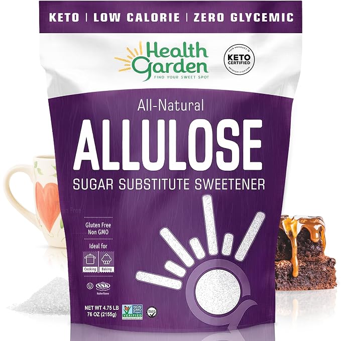 Health Garden Allulose Sweetener, Sugar Substitute - 76oz Bag – Allulose Granulated Sugar Substitute, Zero Calorie Sweetener for Baking and Coffee, Keto Friendly, Non-GMO