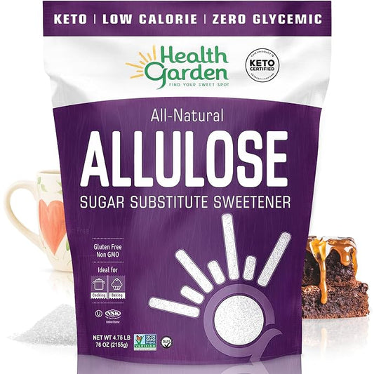 Health Garden Allulose Sweetener, Sugar Substitute - 76oz Bag – Allulose Granulated Sugar Substitute, Zero Calorie Sweetener for Baking and Coffee, Keto Friendly, Non-GMO