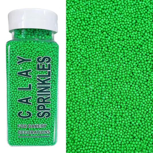 PhilaeEC Green Nonpareils Sprinkle 2mm Mini Peals Sprinkle Edible for Cake Decoration Cupcake Topper Cookie Baking Decorations Halloween Christmas Valentine Supplies