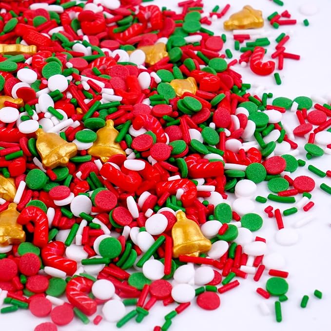 Christmas Sprinkles, Edible Confetti Round, Gold Sprinkles for Cupcake Decorating, Edible Christmas Cake Decorations, Cupcake Toppers, 130g/4.58oz