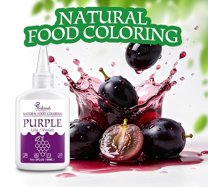Natural Food Coloring - 2oz Plant-Based Liquid Food Dye, FD&C Dye Free, Gluten Free Vegan Non-GMO, No Dairy Nut Egg Sugar, for Baking Cake Decorating Icing Frosting Fondant Easter Eggs Drinks (purple)