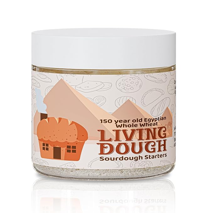 Living Dough - 150 Year Old Egyptian Whole Wheat Sourdough Starter Culture - Active & Live Organic Sourdough Starter for Baking - For Artisan Bread, Pizza Dough, Waffles & More