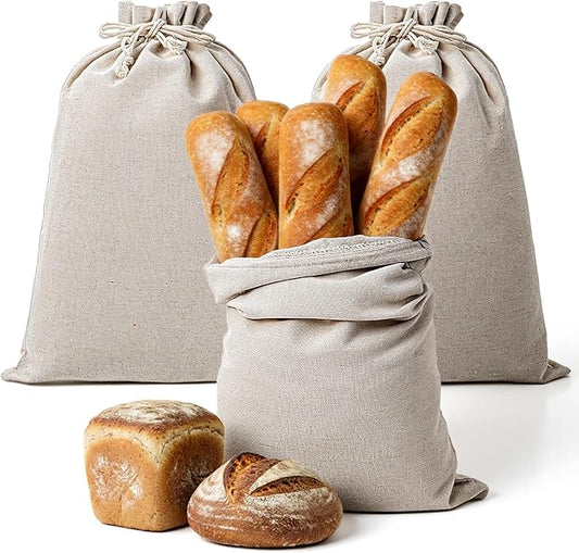 Ouligay 2 Pack Bread Bags Reusable Set Linen Drawstring Sourdough Bags for Homemade Bread Storage, Eco-Friendly & Durable, 15.75" x 11.81"