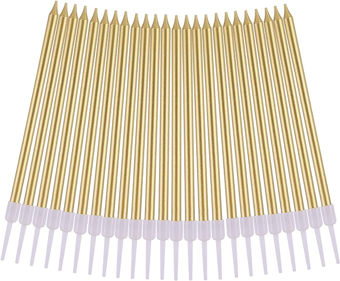 PHD CAKE Gold Long Thin Metallic Birthday Candles, Cake Candles, Birthday Parties, Wedding Decorations, Party Candles, Cake Decorations