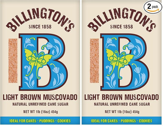 Billingtons B33184 Billingtons Natural Light Brown Muscovado Sugar1lb (Pack of 2)