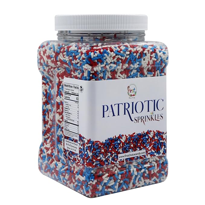Decorating Sprinkles By FirstChoiceCandy- 2 LB - Colorful Jimmies Great For Topping for Bakery, Ice Cream, and Confectionary - Kosher Sprinkles In a Resealable Container (Ptariotic)