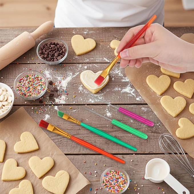 14 PCS Cookie Decorating Tool Set, Fondant Cake Decorating Brushes Scribe Cookie Tool Sugar Stir Needle Baking Elbow and Straight Tweezers for Baking Fondants Christmas Sprinkles Supplies for Fondant