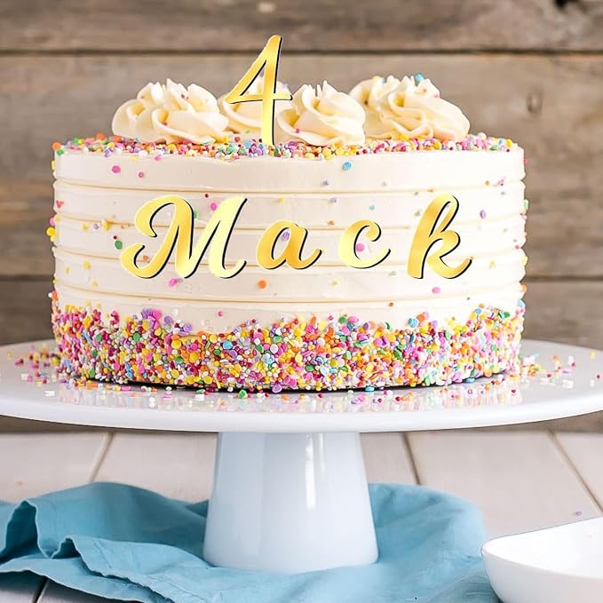 126pcs Acrylic Alphanumeric Cake Decoration, Mirror Number 0-9 and Alphabet A-Z Personalized Cake Picks Shiny Personalized Cake Topper for Birthday Cake Toppers Wedding Baby Shower