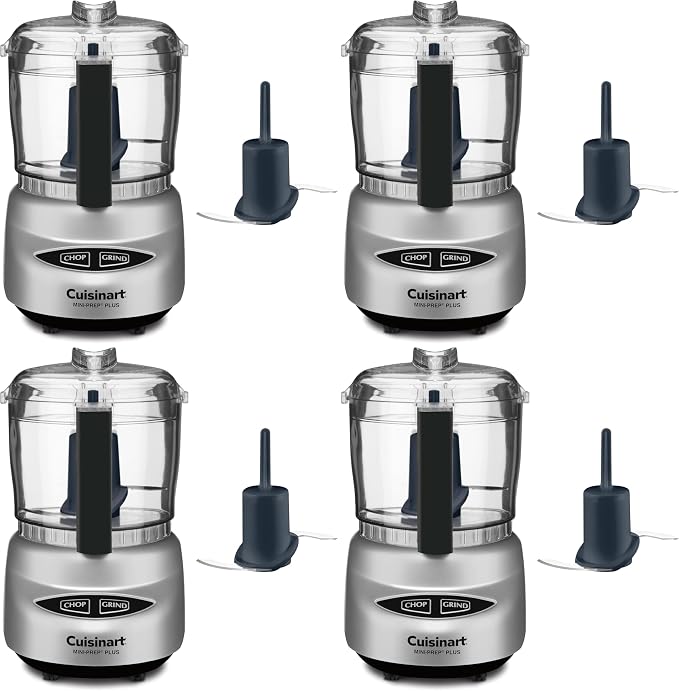 Cuisinart Mini-Prep Plus Food Processor,24-Ounce Mini Food Processor to Chop Herbs,Vegetables,and Hard Cheese,24-Ounce Work Bowl,Reversible Stainless Steel Blade,DLC-2ABC,Brushed Chrome,(Pack of 4)