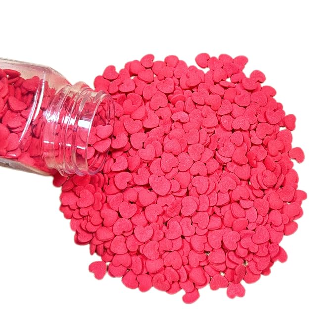 Sentovac Edible Red Hearts Sprinkles for Decorating 1 Bottle 2.82oz/ 80g | Cake Cupcakes and Ice Cream Topper Decorations