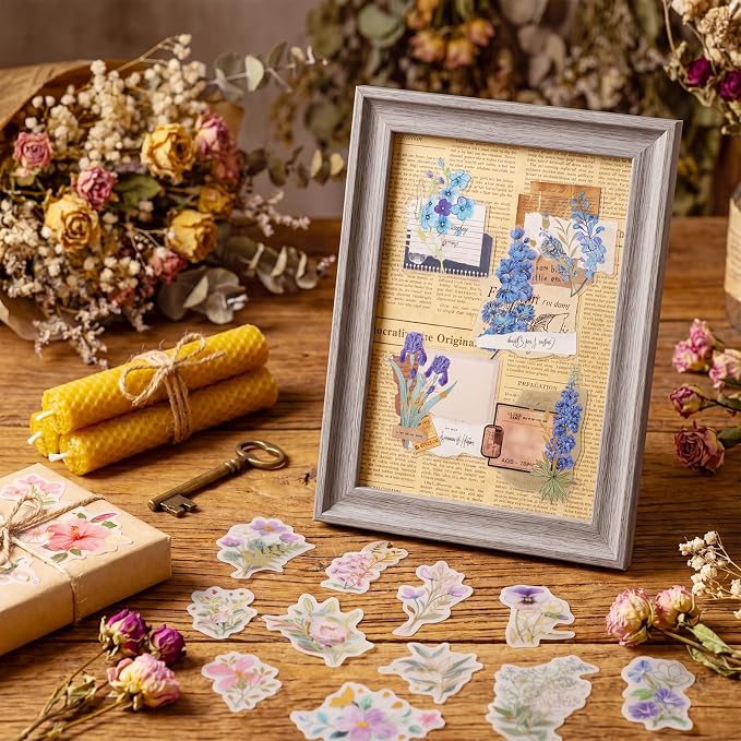 Pengxiaomei 210 Pieces Flower Stickers, Scrapbooking Stickers Self-Adhesive Bible Flower Scrapbooking Supplies Journal for DIY Craft, Planners, Journal, Notebook Card
