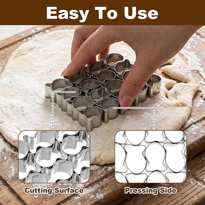 Goldfish Cutter, 25 Cavity Stainless Steel Cavity Fish Mini Cookie Cutters with Cleaning Brush for Crackers Non-Stick Dough