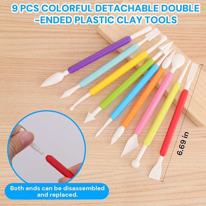 Acantha 27PCS Double-Ended Clay Tools Set, Colorful Sculpting Tools for Pottery, Polymer & Air Dry Clay, Ceramic Modeling Kit for Adults Kids Beginners