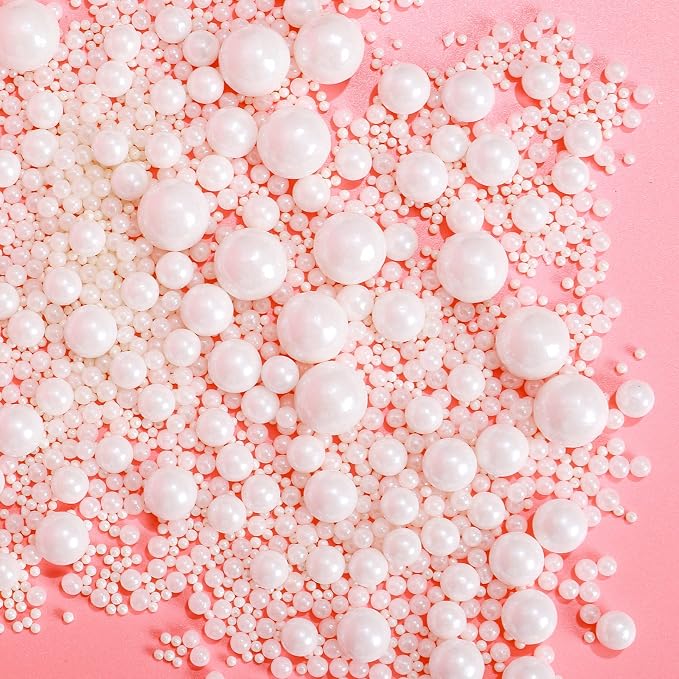 Sentovac White Pearl Sugar Sprinkles Edible Cake Decorating Pearl Candy Sprinkles Cookie Cake Cupcake Topper Baking Decorations Halloween Christmas Wedding Supplies
