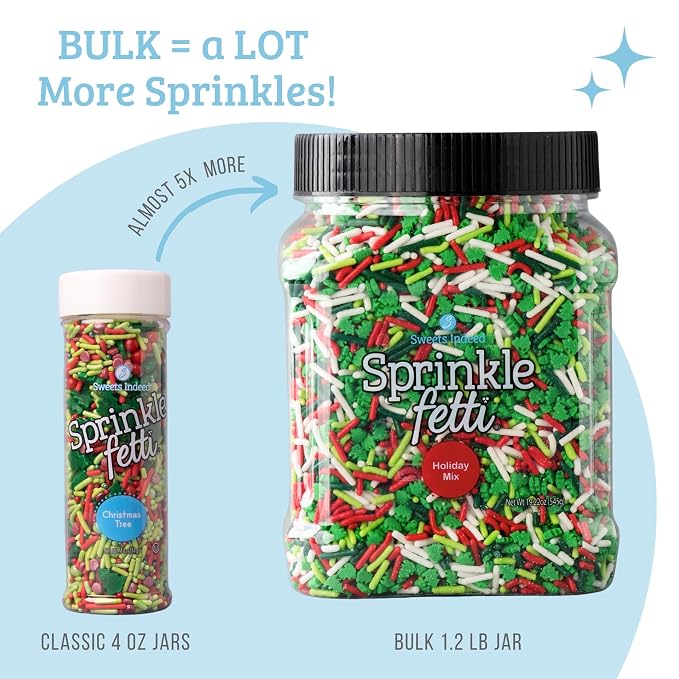 Sweets Indeed, Bulk Sprinkles, 1.3 pounds, Sprinkle Mix, Perfect for Cake Decorations, Baking Ice Cream Cookies Cupcake Topper (Mini Heart) (Holiday)