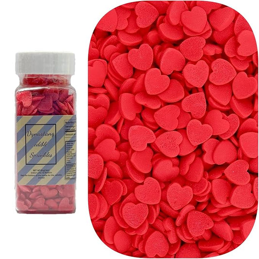 Dynastang Confetti Red Heart Sprinkles Edible Heart Cake Decorating Heart Cake Decorations Cupcake Toppers Cookie Decorating Perfect for Cakes, Cupcakes, Desserts Toppings 3OZ