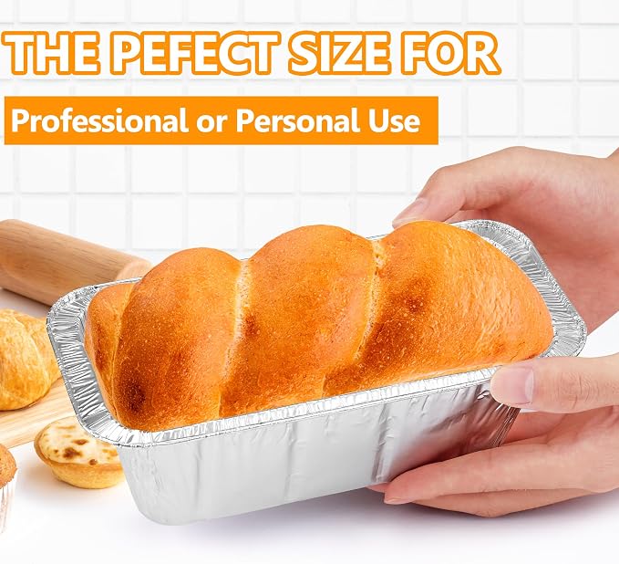 Mini Loaf Pans 1Lb 20-Pack,Aluminum Foil Heavy Duty Disposable Bread Baking Pan Bread Tins for Baking Cakes, Breads,Meatloafs Size-8"x 3.5" x 2.5" (20 Packs)
