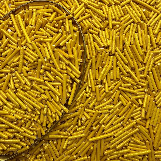 CandiJumpin Gold Jimmy Sprinkles, Gold Sprinkles for Cake Decorating Edible Cake Jimmies Edible Crunchy Jimmies Ice Cream Toppings, Baby Shower Party Wedding Christmas Supplies 3 OZ
