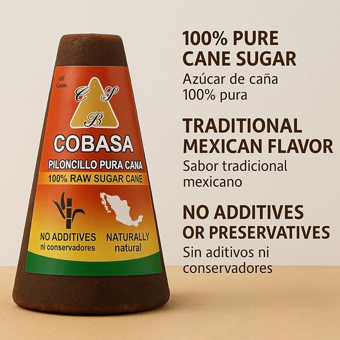 COBASA 100% Raw Sugar Cane Cones 8 oz, Piloncillo Pura Caña 4-Pack, Authentic Panela Sugar, Natural Piloncillo Sugar for Baking, Sweetening, and Traditional Recipes
