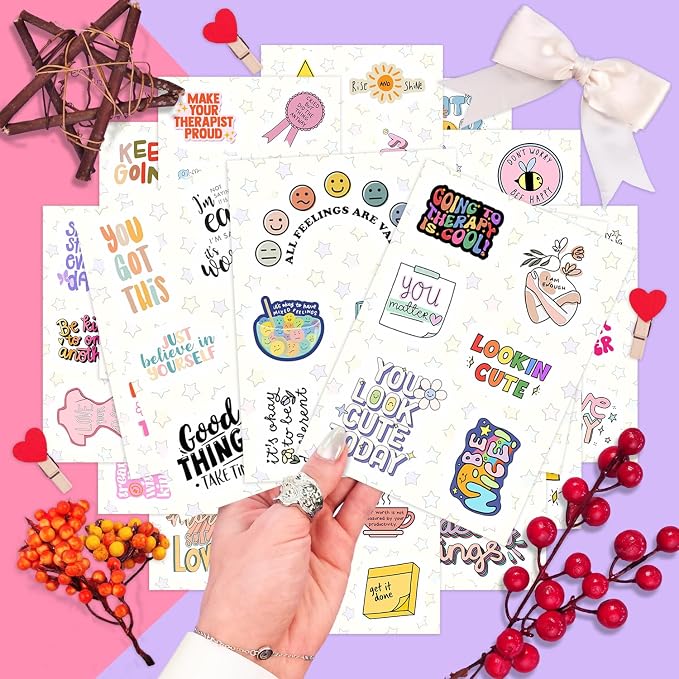 100Pcs Self Care Stickers for Water Bottle and Laptop - Self Care Party Supplies & Decorations, Waterproof Vinyl Decals, Wellness and Motivational Stickers, Gifts for Women & Men