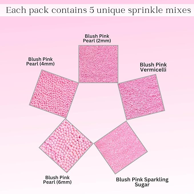 Confect Sprinkles for Cakes & Cupcakes – Assorted Pack of 5 Girly Dream Baby Shower Pearl Sprinkles –Edible Cake Topping for Cupcakes, Cookies, Desserts – Celebration Baking Decoration – Vegan, Gluten-Free, Nut-Free, Soy-Free, Dairy-Free , Handcrafted ...