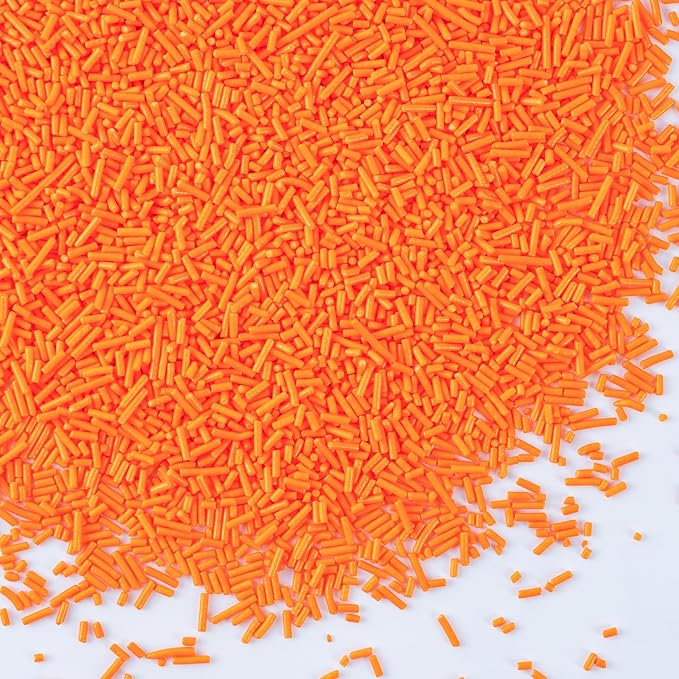 Orange Jimmies Sprinkles 7 oz - Bulk Bright Orange Sugar for Baking, Cake Decorating, Cookie, Cupcake, Ice Cream Toppings & More, Holiday Treats Halloween Thanksgiving Autumn Supplies