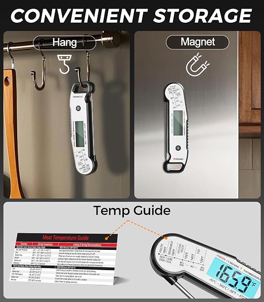 Atogou Professional Meat Thermometer Digital, Silver | <1 Sec Instant Read & ±0.5℉ Accuracy, IP67 Waterproof, Thermocouple Sensor Probe, for Kithchen, BBQ, Grill for Men Him Dad
