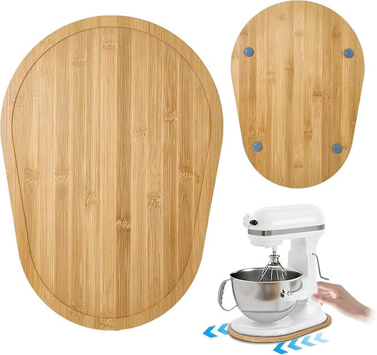 Mixer Slider Mat for KitchenAid 5-8 Qt Bowl Lift Stand Mixers, Bamboo Moving Tray Storage Organizer for Kitchen Countertop Accessories and Attachments (Bamboo, 5-8 Qt)