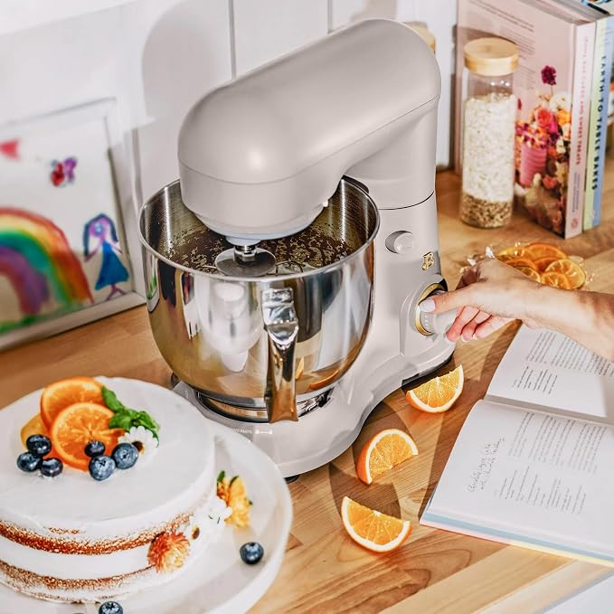 5.3 Qt Stand Mixer, 300W Electric Kitchen Mixer with 12 Speeds, Tilt Head Design, Stainless Steel Bowl, Dough Hook Whisk Beater Splash Guard (Porcini Taupe)