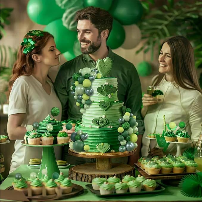 66 PCS Colorful Ball Cake Picks for Cake Decoration Green Series with 6 Vibrant Colors Pearl Ball Shaped Cupcake Toppers for Birthday Party and Wedding Supplies
