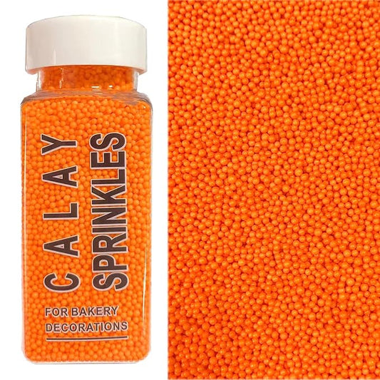 PhilaeEC Orange Nonpareils Sprinkle 2mm Mini Peals Sprinkle Edible for Cake Decoration Cupcake Topper Cookie Baking Decorations Halloween Christmas Valentine Supplies